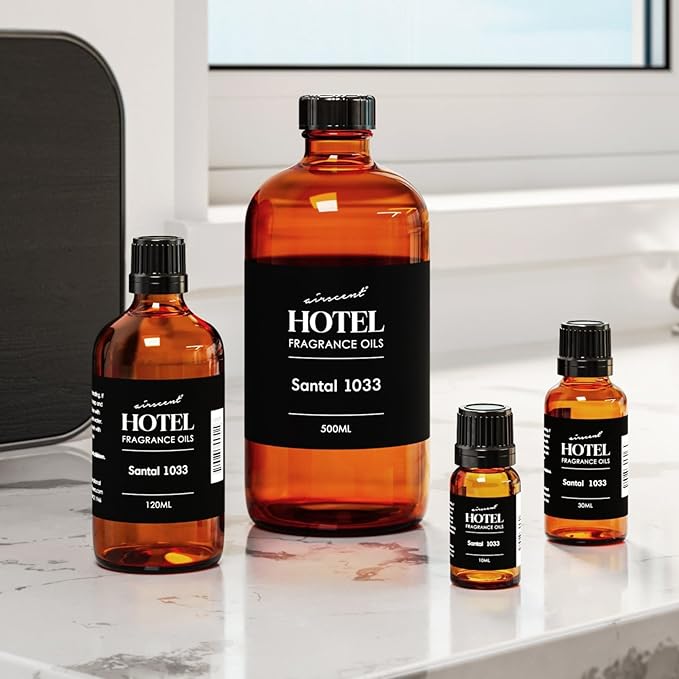 AirScent Santal Diffuser Oil No. 1033 - Santal-33 Inspired Perfume Dupe - Premium Fragrance Oil Blend for Ultrasonic and Waterless Diffusers and Crafting - 10 mL, 0.34 fl oz Glass Bottle with Dropper