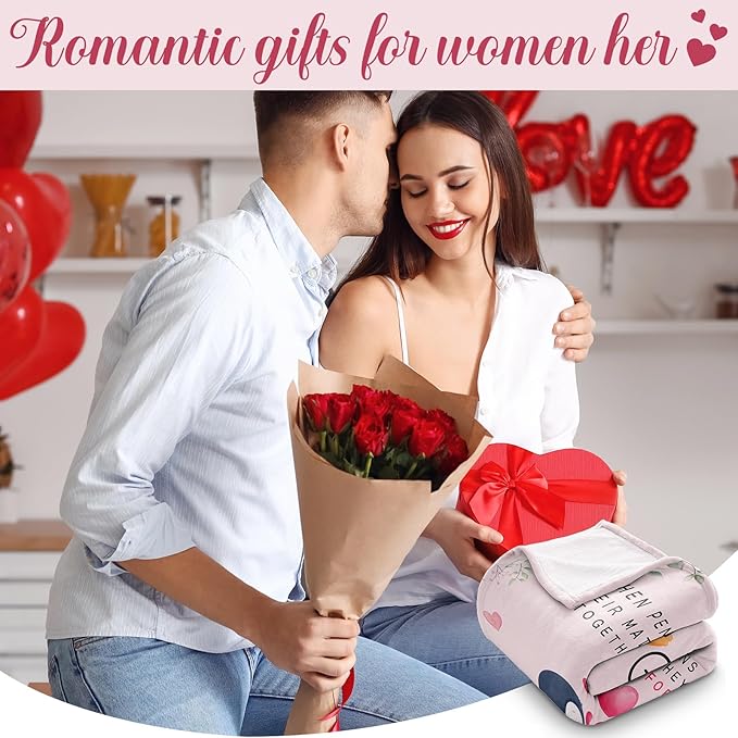 Gifts for Her Him, Anniversary Birthday Gifts for Women Men, Romantic I Love You Blanket 60x50in, Wedding Gifts for Couple Wife Husband, Best Christmas Valentines Mothers Fathers Day Presents