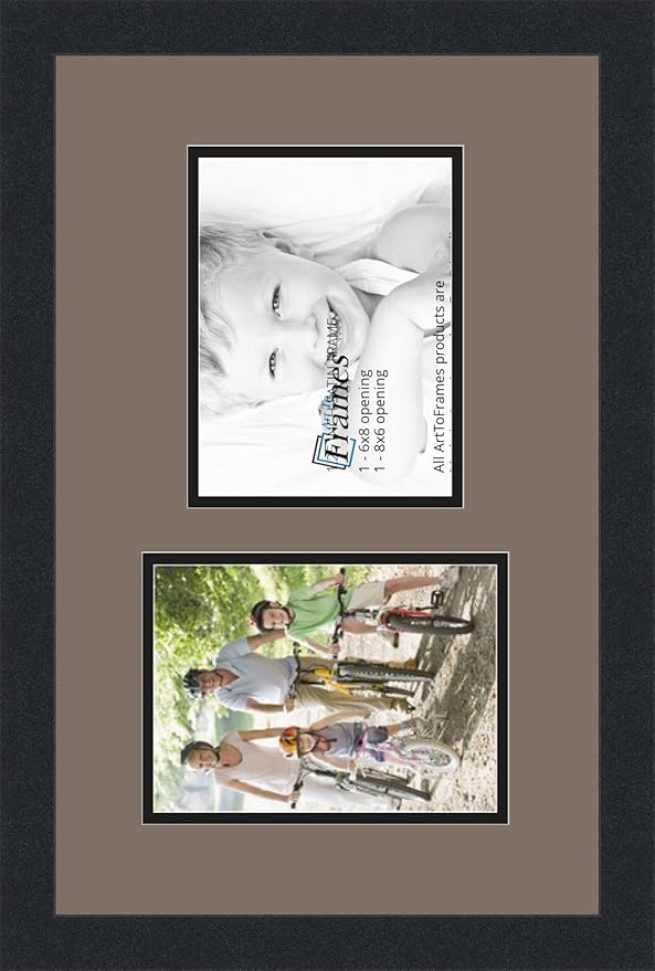 ArtToFrames Collage Photo Frame Double Mat with 2 - 6x8 Openings and Satin Black Frame