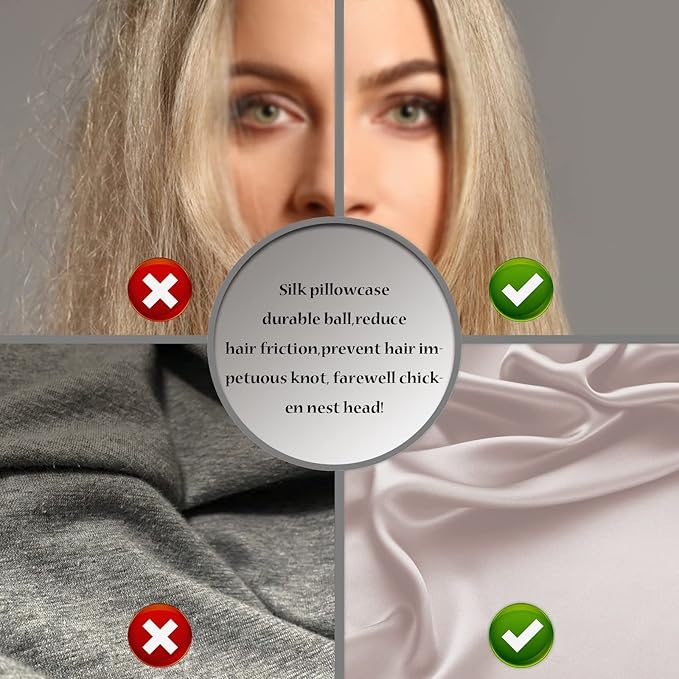 Natural Mulberry Silk Pillowcase for Hair and Skin Queen Size 20"X30" Silk Pillow Case with Hidden Zipper Soft Breathable Smooth Cooling Silk Pillow Covers for Sleeping(Apricot Gray,Queen,1Pcs)