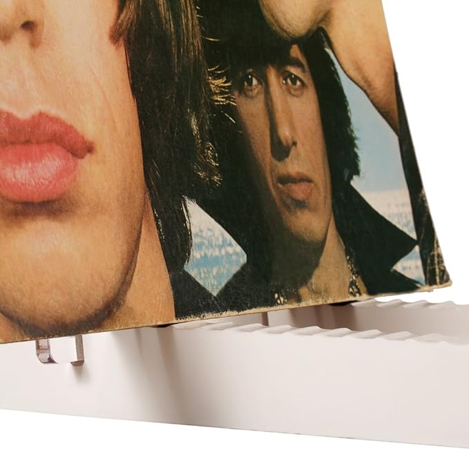 KAIU Vinyl Record Storage - Solid Wood with Crystal Clear Acrylic Holder - Premium Design, Perfect 12" LPs or 7" Singles Display Unit - Stores and Supports up to 50 Albums (Modern White)