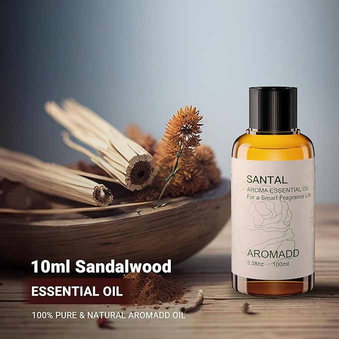 Hotel Scents Diffuser Oil Santal, Luxury Essential Oils for Waterless Diffuser, Aromatherapy Hotel Diffuser Oil for Home & Office, Long-Lasting Air Freshener - 3.38 fl oz (100 mL)