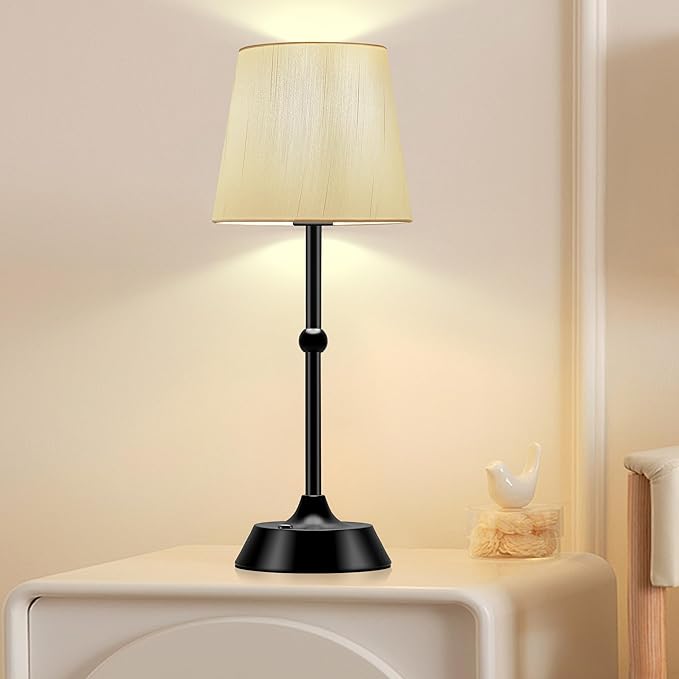 LED Cordless Table Lamp,Rechargeable 6000mA Battery Operated Portable Black Desk Lamp,Dimmable Touch Control Table Lamp,for Restaurant/Patio/Outdoor.(LED Bulb Included)