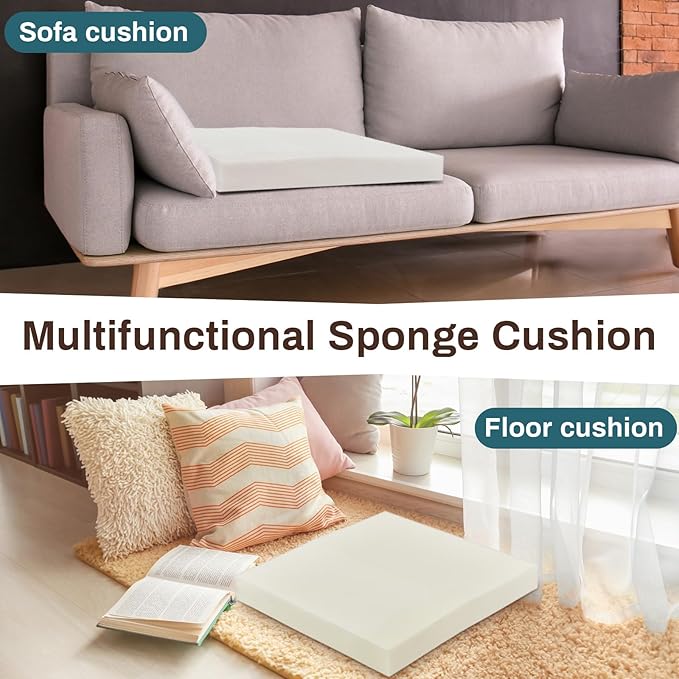 Frienda 2 Pack 3" x 24" x 24" Upholstery High Density Foam Cushion Replacement Square Cut to Size Foam Couch for Chair Couches Padding Shipping Packing DIY Cosplay Projects