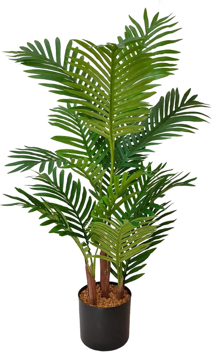 Artificial Aproximately 36" Areca Palm Tree, Faux Palm Tree Pot, Artificial Palm Trees for Home, Office, Living Room, Kitchen, Bedroom, Balcony Decor, Indoor Outdoor Perfect Housewarming Gift.