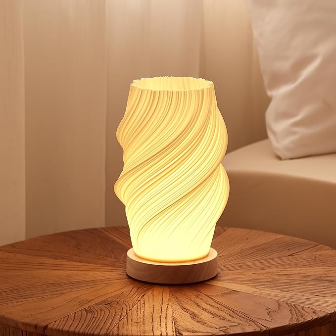 Table Lamp Bedside Lamps for Bedroom, Small Night Stands Desk Lamp, Mood Warm Cozy Lighting, Vintage Boho Cool Mid Century Modern Lamp, Aesthetic Accents Home Room Decor (Warm-E, Medium)