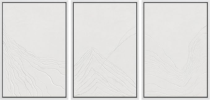 SIGNWIN Framed Canvas Print Wall Art Set Minimal White Mountain Range Landscape Nature Wilderness Illustrations Modern Art Decorative Rustic Zen for Living Room, Bedroom, Office - 16"x24"x3 White