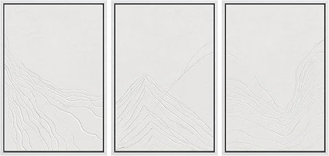 SIGNWIN Framed Canvas Print Wall Art Set Minimal White Mountain Range Landscape Nature Wilderness Illustrations Modern Art Decorative Rustic Zen for Living Room, Bedroom, Office - 16"x24"x3 White