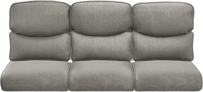 22x25/22x24 Outdoor Cushions for Patio Couch Chairs Set of 3 - High Back Comfy Outside Seat Cushions for Lawn Wicker Dining Rocker Glider Loveseat 3-Seater Sectional Sofa - Grey/Smile