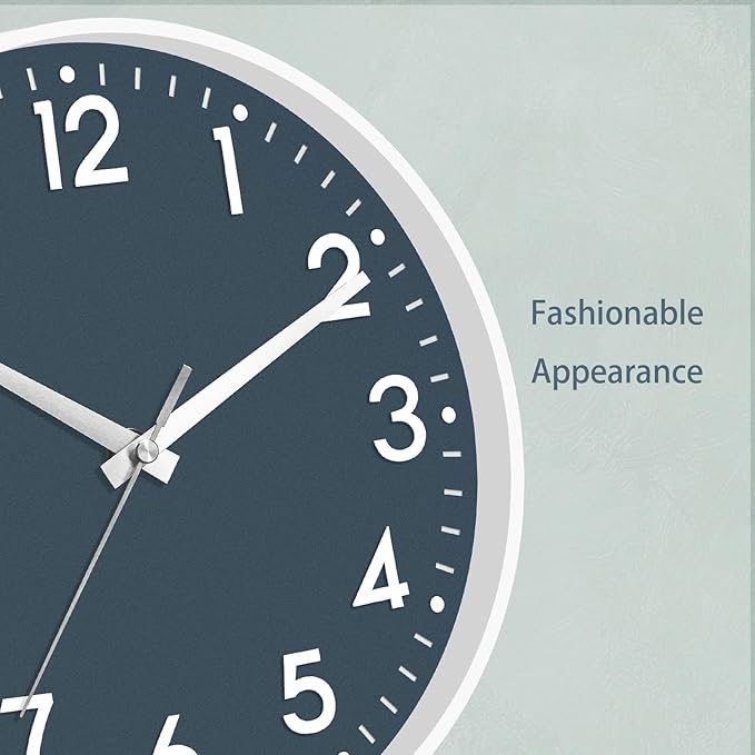 Mosewa Wall Clock 10 Inch, Battery Operated Silent Non-Ticking Modern Analog Clock Decorative for Kitchen, Bedroom, Office, Living Room (Azure Blue)
