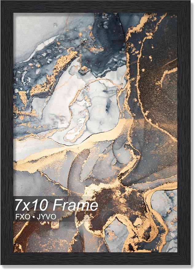 Engineered Wood 7x10 Picture Frame, Black Frame for 7 x 10 Inch Picture Poster Photo, Light Weight 7 by 10 Frame with Wood-grain for Wall - 1 Pack/Black/7"x10"