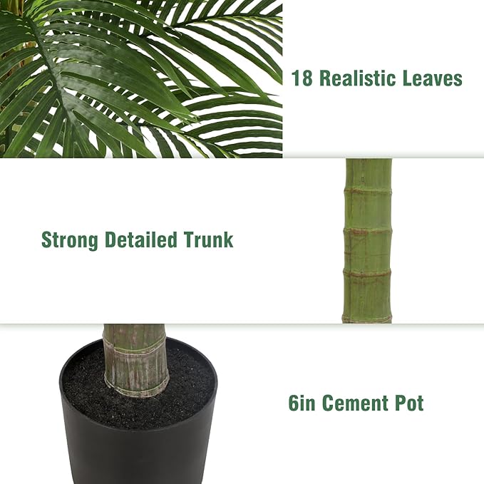 Palm Tree Artificial Tropical Plant 5FT Tall Faux Plants Indoor Fake Floor Plants Decorative Palm Tree Large Office Plant Artificial Palm Trees for Home House Decor