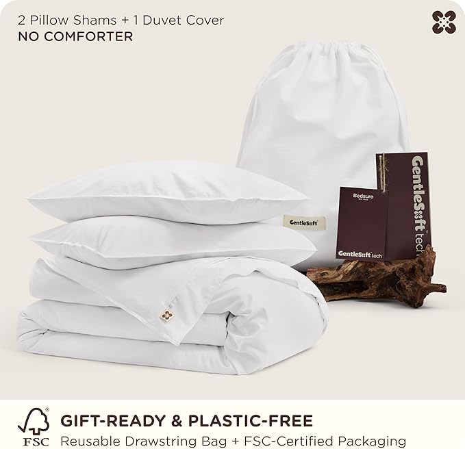 Bedsure Cotton Duvet Cover Full - Luxury Slub Weave 100% Cotton Duvet Cover Set with a Linen Like Textured, Easy Change Durable Bedding Set 3 Pieces, Bright White, 80" x 90"