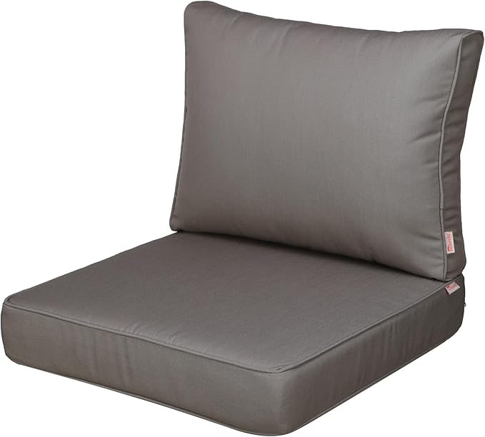 UIXE Outdoor Deep Seat Cushion Set with Slipcovers, Patio Furniture Cushions & Back Pads, Sectional Sofa Bistro Chair Cushion - Coffee, Set of 2