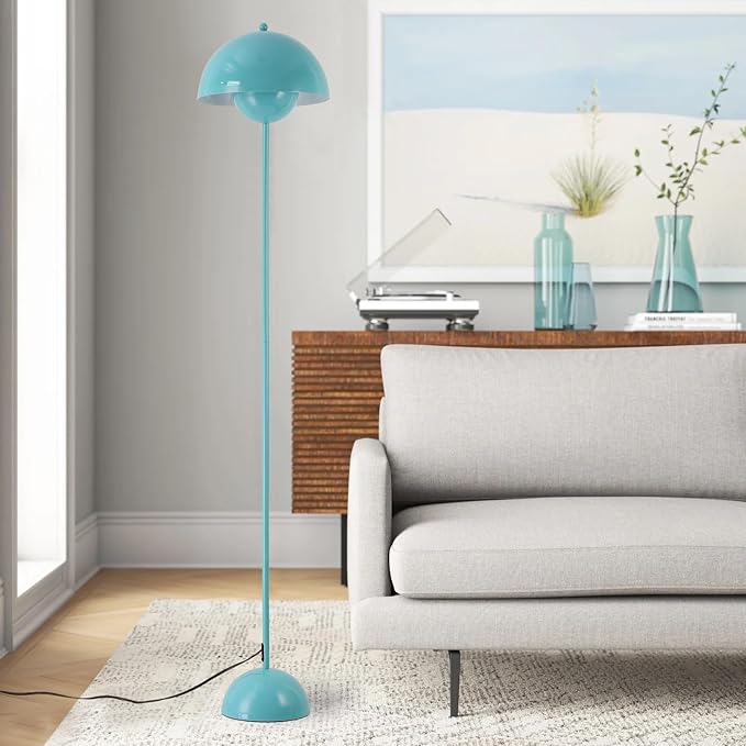 Modern Floor Lamp for Living Room, Industrial Tall Standing Lamp for Bedroom, Metal Shade Reflecting Light Reading Floor Lamp for Office, Nursery Room, Corner(Light Green)