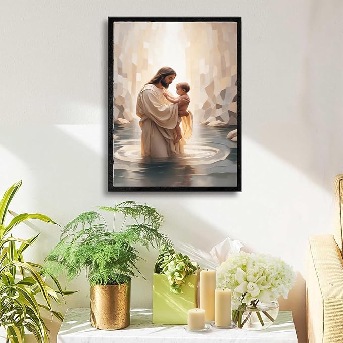 Christian Wall Art Print, Religious Scripture Biblical Decor, Faith-Based Inspirational Landscape with Cross, Digital Printed Canvas Poster for Church, Home Chapel, Prayer Room Decor