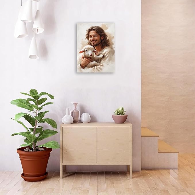 Christian Wall Art Print, Religious Scripture Biblical Decor, Faith-Based Inspirational Landscape with Cross, Digital Printed Canvas Poster for Church, Home Chapel, Prayer Room Decor