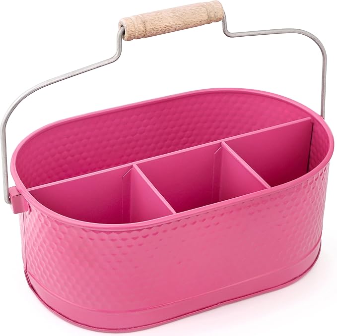 Alpha Living Home Silverware Organizer - Heavy Duty Metal Kitchen Drawer & Utensil Organizer, Drawer Organizer for Forks, Knives, Multipurpose Kitchen Organizers and Storage Solution (Pink)