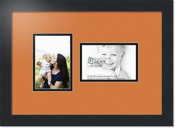 ArtToFrames Collage Photo Frame Double Mat with 2 - 4x6 Openings and Satin Black Frame