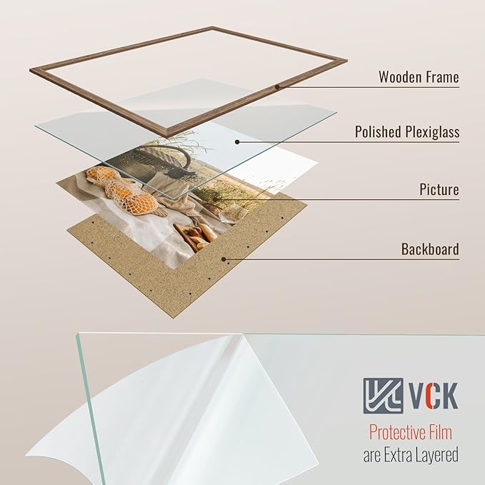 VCK 24x30 Poster Frame Set of 4 - Walnut, Gallery-Quality Wood Picture Frames, 1.1-Inch Wide Border, Polished Plexiglass, Vertical or Horizontal Wall Display for Photo/Art/Prints, Walnut