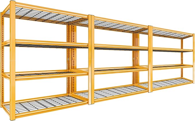 REIBII 40" W Garage Shelving 2240 LBS Storage Shelves Adjustable Heavy Duty Shelving 4 Tier Metal Shelves for Storage 59.5"H Metal Shelf for Pantry Basement Warehouse 40"W × 19.5"D × 59.5"H, 3 Pack