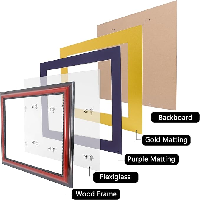 11x14 Diploma Degree Frame with Purple Mat or Display 15x18 Certificates without Mat,Solid Wood,Cherry Finish with Intricate Black Rope Detail,UV Protection Acrylic