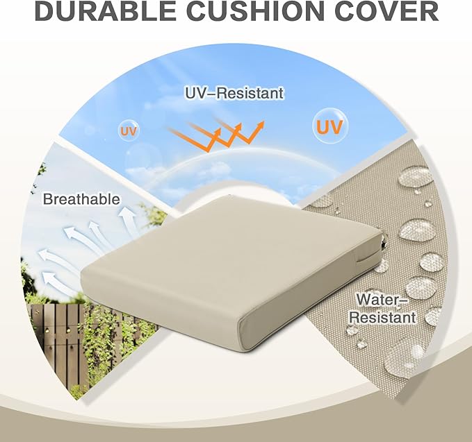 BPS 24x24 Inch Deep Seat Outdoor Cushion, Khaki Fade-Resistant and Water-Resistant Patio Chair Cushion for Wicker Chairs, Sofas, Love Seats