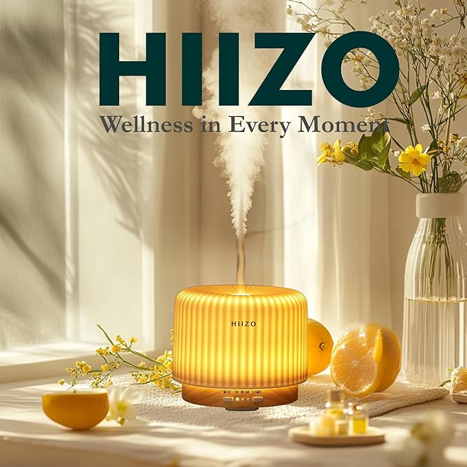 T19 Ceramic Aroma Diffuser – 200ml Ultrasonic Essential Oil Diffuser with Breathing Light, Auto-Off, Natural Wood Base, Handcrafted White Ceramic for Home Décor