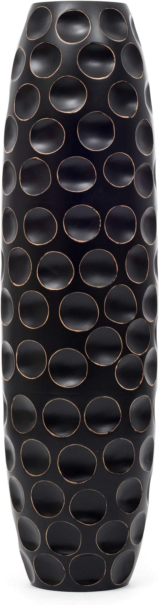 Leewadee Large Black Home Decor Floor Vase – Wooden 41 inches Tall Farmhouse Decor Flower Holder for Fake Plant and Pampas Grass