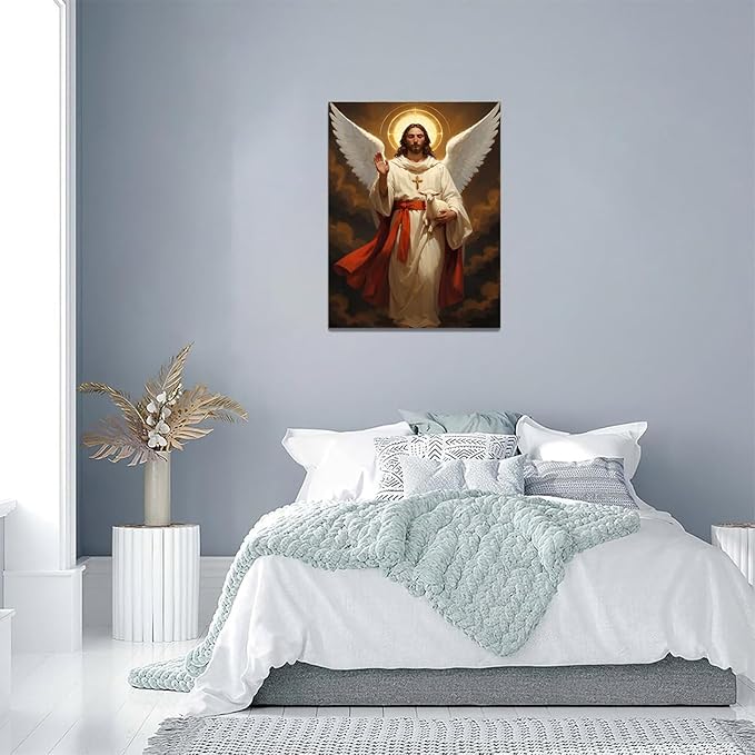 Christian Wall Art Print, Religious Scripture Biblical Decor, Faith-Based Inspirational Landscape with Cross, Digital Printed Canvas Poster for Church, Home Chapel, Prayer Room Decor