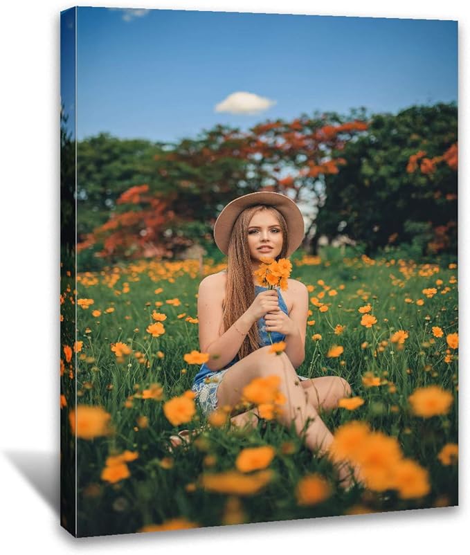 Looife Custom Canvas Wall Art from Your Photo 12x16 inch Frame Personalized Picture Prints Decor Wrapped Canvas Poster for Room Decoration Ready to Hang