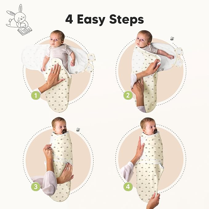 KeaBabies 3-Pack Swaddles for Newborns, Girls, Boys with Hats - Organic Soft Baby Sleep Sacks, Breathable Baby Swaddle 3-6 Months Beanies Set, Premie Infant Sleep Sack 0-3 Months (Nibbles/Bruce)