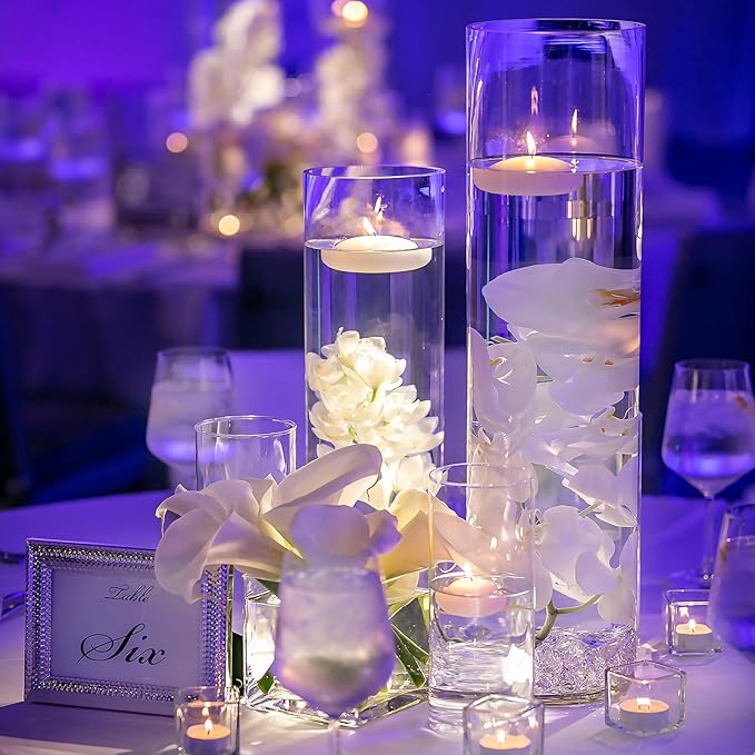 Fixwal 18pcs Tall Cylinder Vases for Centerpieces 4, 8, 12 Inch Clear Glass Flower Vase Floating Candle Holder for Table Shelf, Party, Wedding, Home Decor