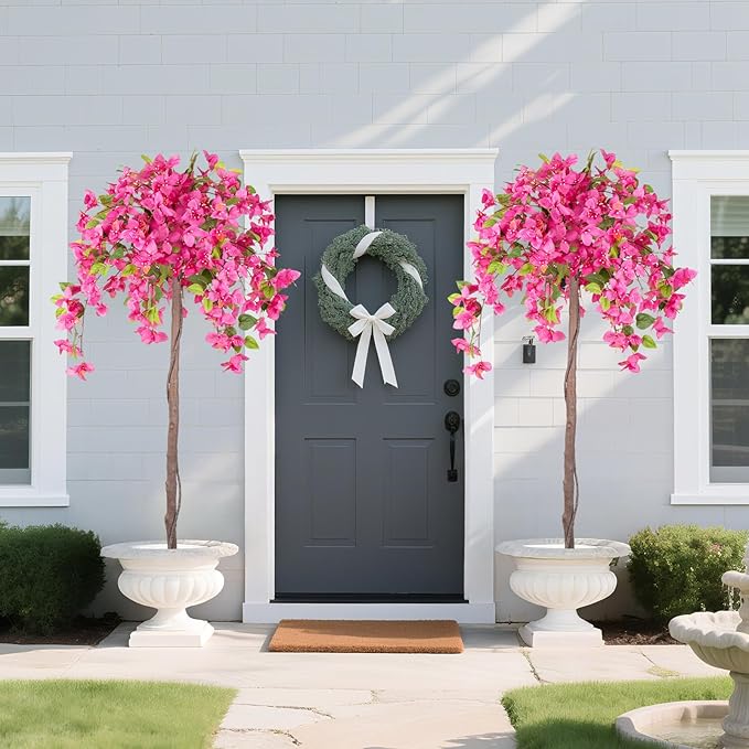 Romantic Season 5FT Artificial Bougainvillea Tree, Faux Silk Bougainvillea Plant with Pot for Indoor Outdoor Decor, Tall Fake Tropical Tree for Home, Office, Patio, Balcony, Wedding Decoration