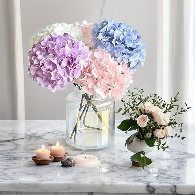 BLOFLO Iridescent Glass Vase, 7 Inch Large Glass Vase for Flowers, Modern Thick Glass Flower Vases for Centerpieces, Decorative Glass Cylinder Hydroponic Vase for Wedding, Home, Office