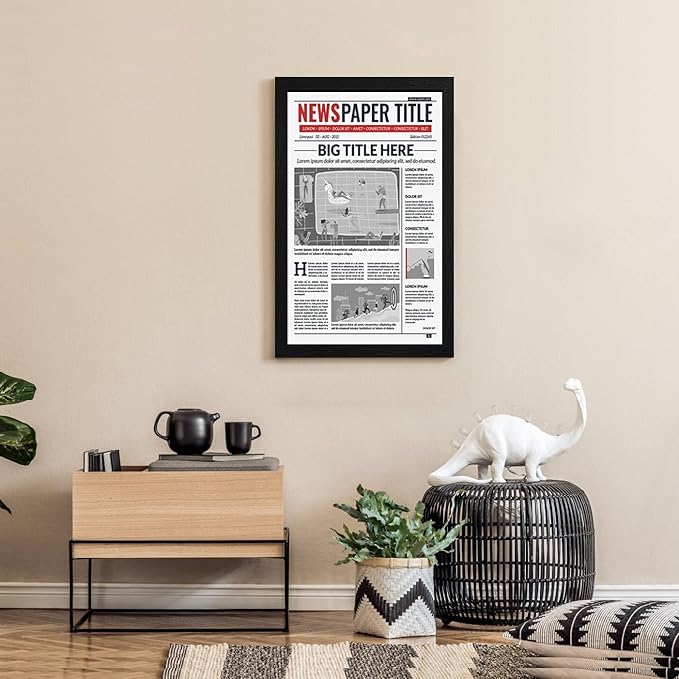 11x22 Picture Frame 3 Pack- Newspaper Frame for Assorted Media and News Articles-11x22 Wooden Frame with Plexiglass,Decorate Home and Office with Large Paintings -Fits Most Standard Newspapers