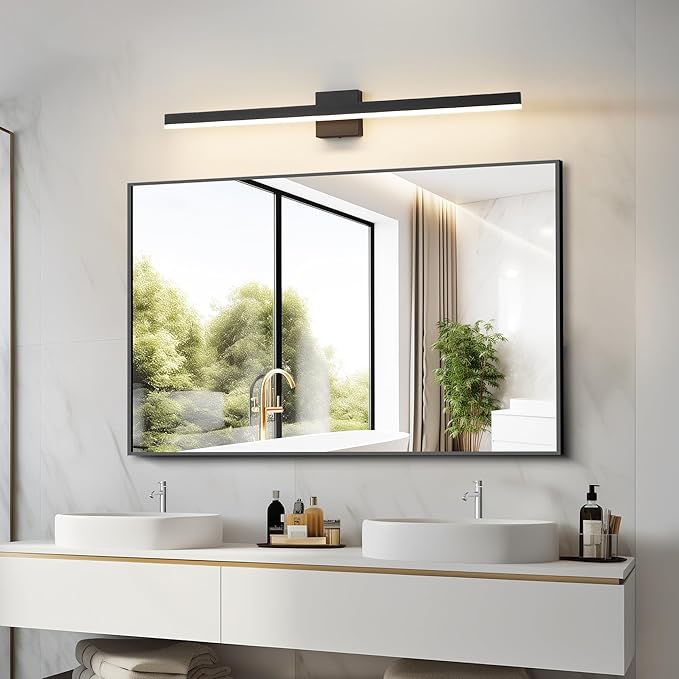 Black Bathroom Vanity Light 39.4 inch, 24W Dimmable 5CCT LED Modern Bathroom Light Fixture Over Mirror - ETL Certificated