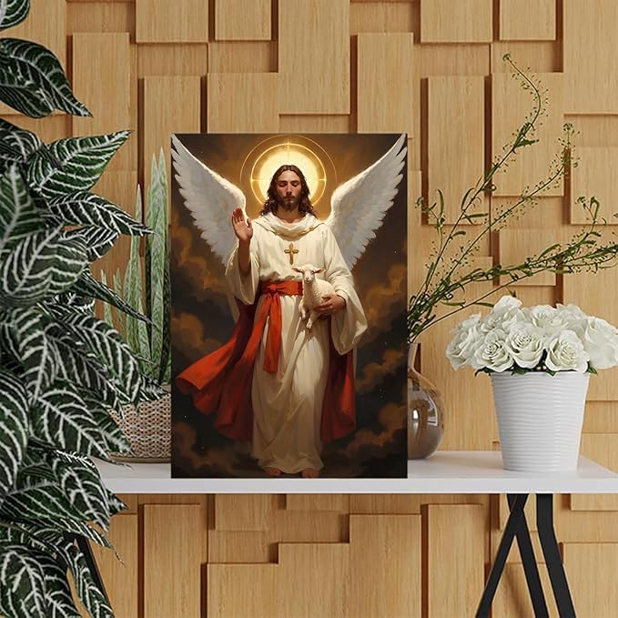 Christian Wall Art Print, Religious Scripture Biblical Decor, Faith-Based Inspirational Landscape with Cross, Digital Printed Canvas Poster for Church, Home Chapel, Prayer Room Decor