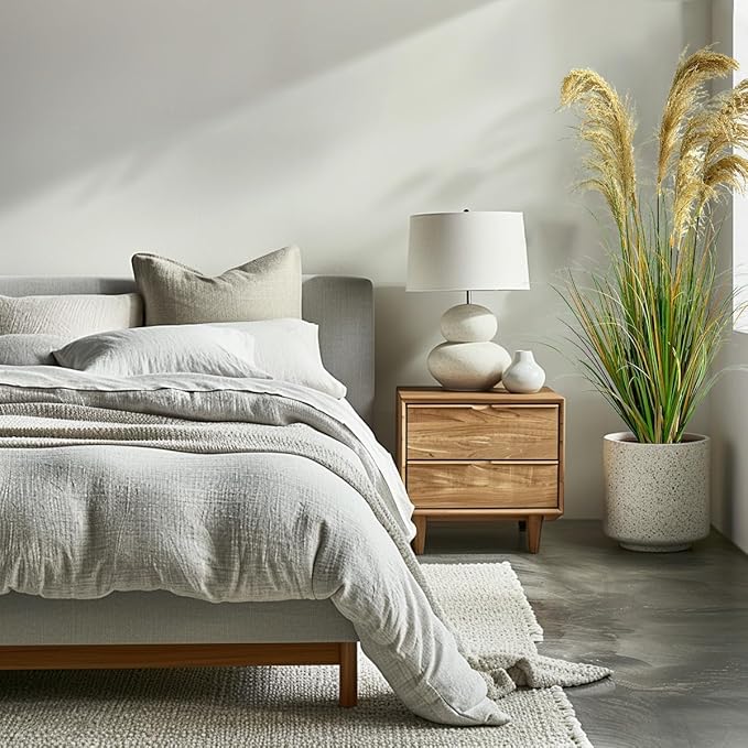 Alonfala - 57" (2-Pack) Artificial Pampas Grass in Stylish Planters: Elevate Every Corner with Tranquil Ambiance. Perfect for Indoor Decor, Housewarming, and New Home Celebration.