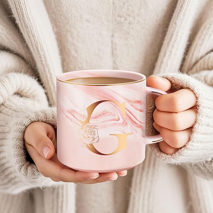 Personalized Gifts for Women Coffee Mug, Initial Customized Gift Monogrammed A-Z Coffee Mug 12 OZ, Christmas Anniversary Birthday Gifts for Women Mom Grandma Friend Sister Wife(G)