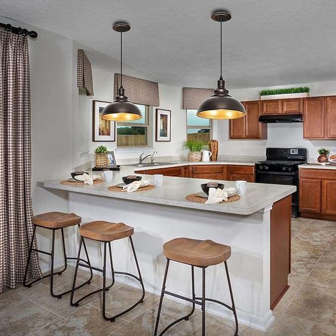 2 Pack Bronze Pendant Lights Kitchen Island Industrial Adjustable Hanging Barn Light Fixtures