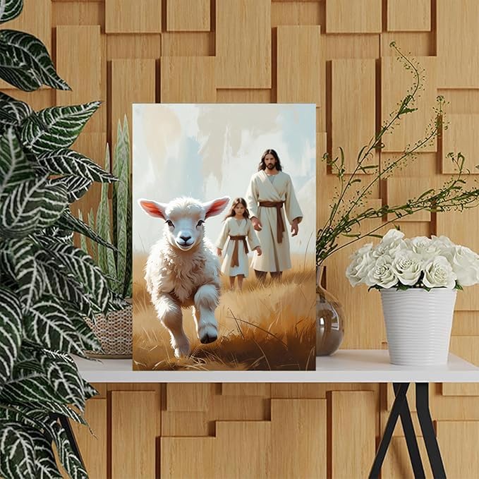 Christian Wall Art Print, Religious Scripture Biblical Decor, Faith-Based Inspirational Landscape with Cross, Digital Printed Canvas Poster for Church, Home Chapel, Prayer Room Decor