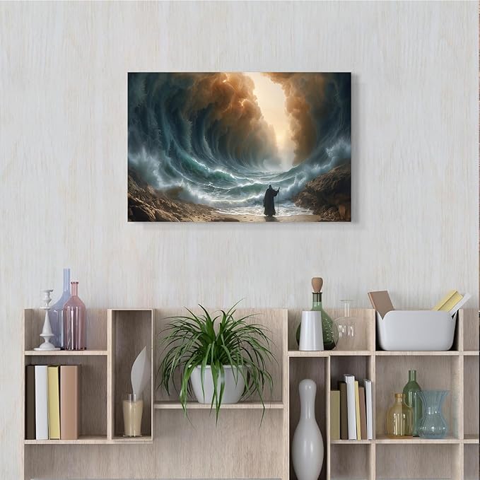 Christian Wall Art Print, Religious Scripture Biblical Decor, Faith-Based Inspirational Landscape with Cross, Digital Printed Canvas Poster for Church, Home Chapel, Prayer Room Decor