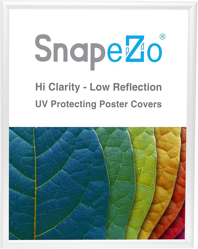 SnapeZo 16.5 x 23.4 (A2 Euro Size) White Poster Frame, Front-Loading, Wall Mount, Aluminum 1" Profile, Sleek Series