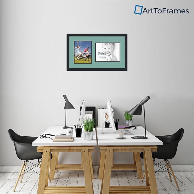 ArtToFrames Collage Photo Frame Double Mat with 1 - 8.5x11^ 8x10 Openings and Satin Black Frame