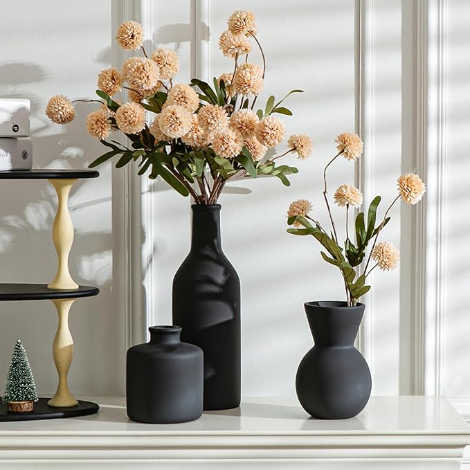 Modern Vases for Home Decor, Artificial Fake Flowers with Vase, Ceramic Vase for Centerpieces