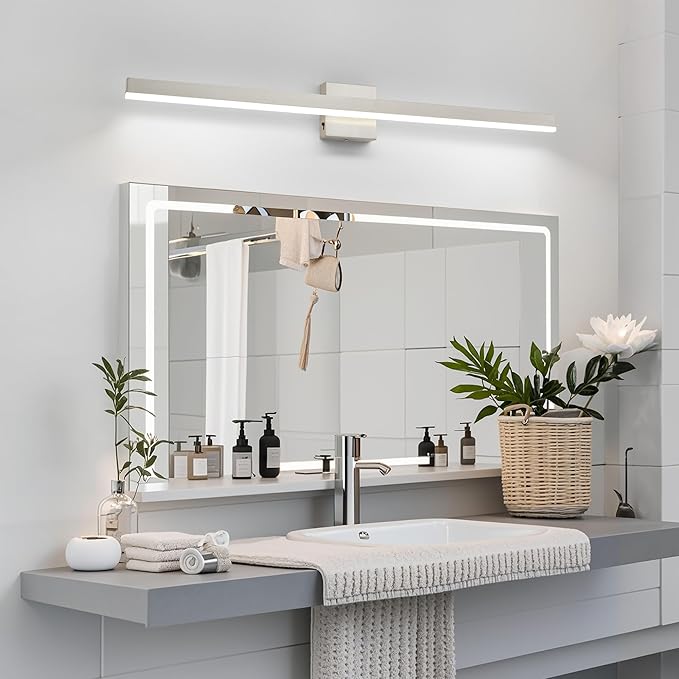 Nickel Bathroom Vanity Light 39.4 inch, 24W Dimmable 5CCT LED Bathroom Light Fixture Over Mirror Restroom-ETL Certificated