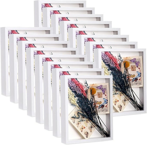 Ripeng 16 Pack Shadow Box Frame Display Case Picture Frame for Wedding Bouquet, Back to School Crafts, Memorial Photos, Ticket, Teacher, Medal, DIY Wall or Tabletop Gift Decor(8 x 10 Inch,White)