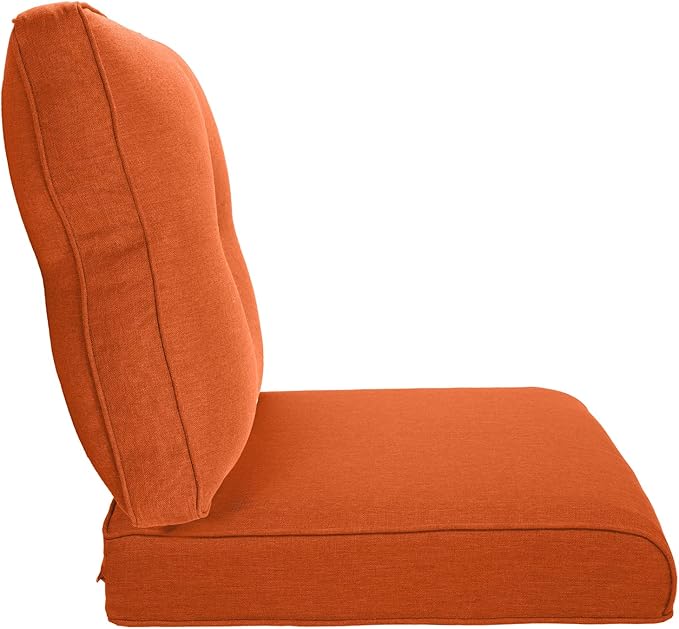 22x25/22x24 Outdoor Chair Cushions Set of 4 - Heavy Duty High Back Replacement Zippered Cushion for Patio Furniture Set Dining Gliding Rocking Chairs Loveseat L-Shape Sofa - Orange/Button