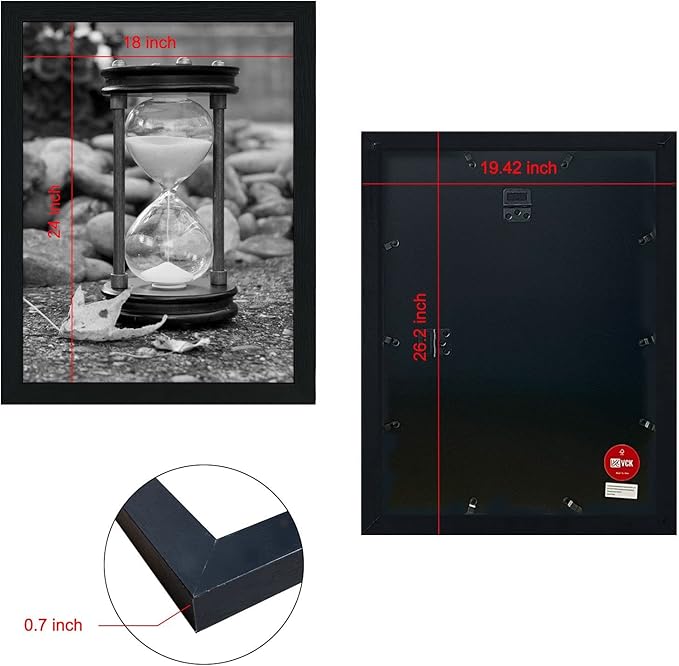 VCK 18x24 Poster Frame in Black with Polished Plexiglass Set of 5 Horizontal and Vertical Formats with Included Hanging Hardware
